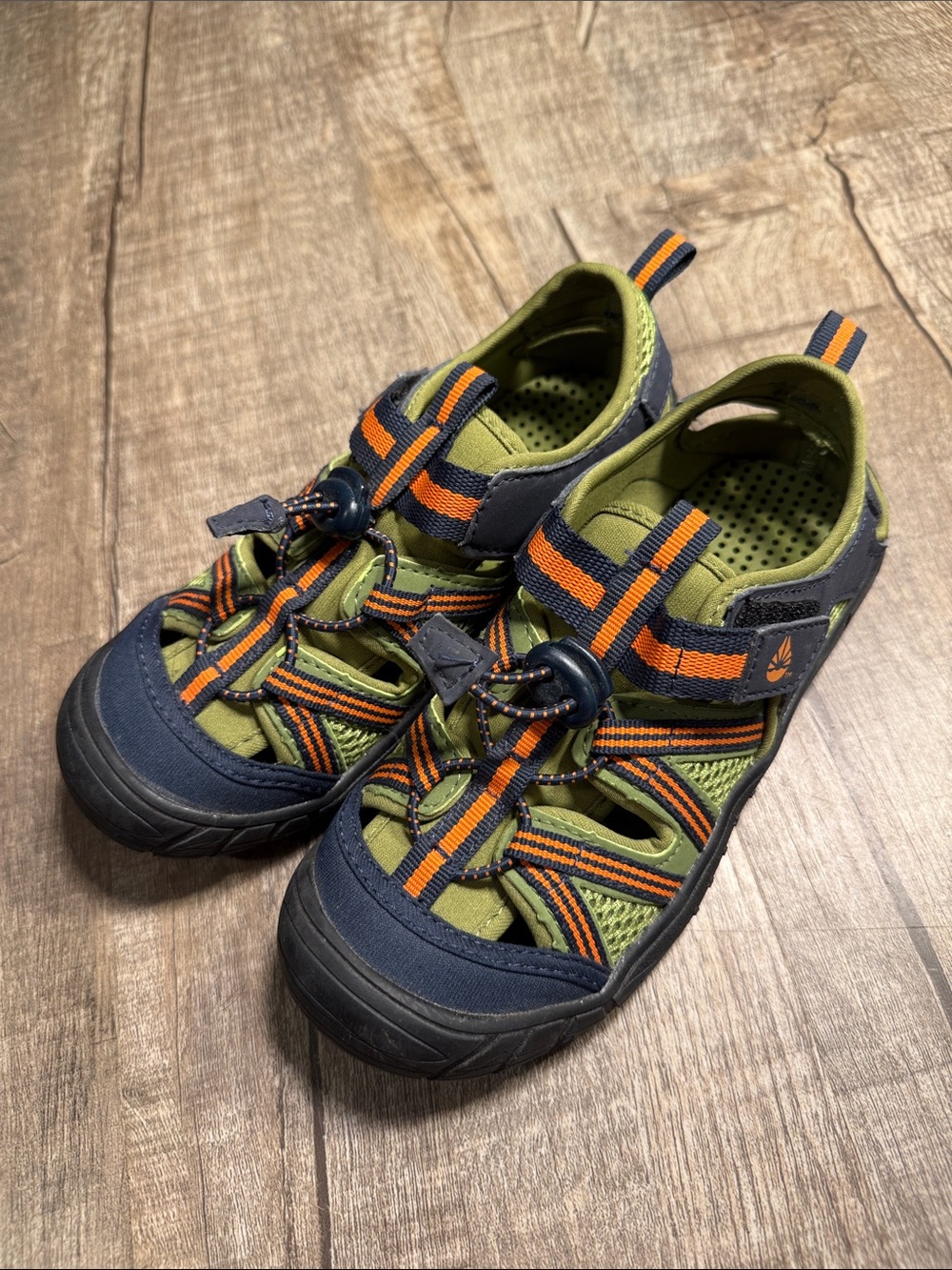 5/$15 O’Rageous Kids Outdoor Sandals - Navy, Olive & Orange size 1